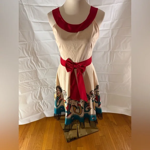 Sourpuss Mermaid Tattoo Border Pinup Party Dress - Picture 2 of 6